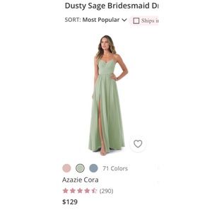 Azazie bridesmaid dress. Style: Cora. Size: A0. Color Dusty sage. Worn once